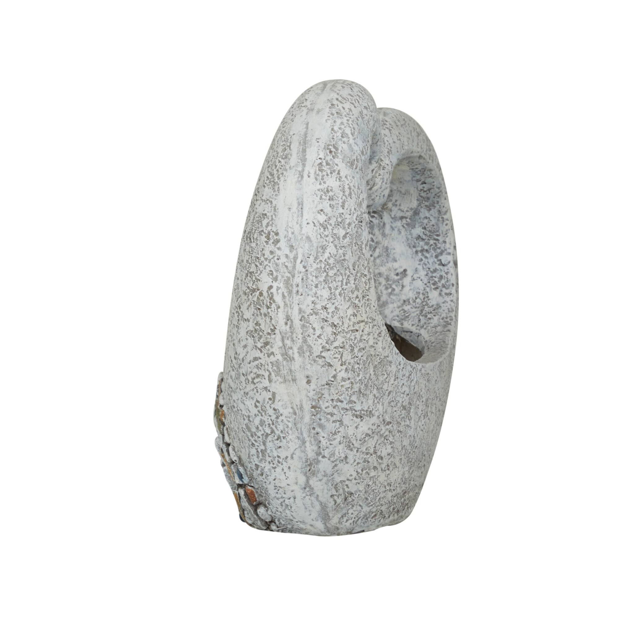 Gray Fiberglass Planter with Stone Mosaic Design